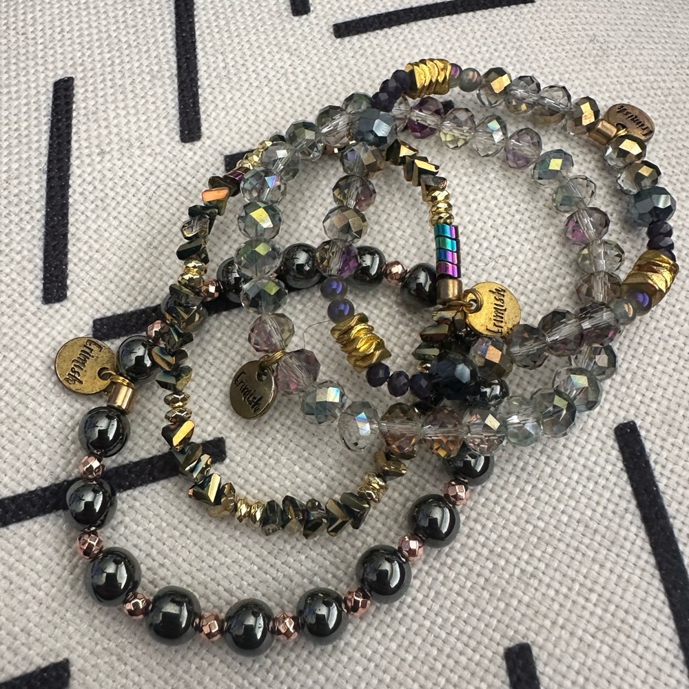 Erimish Gold and Silver Beaded Bracelet Set of 4 New